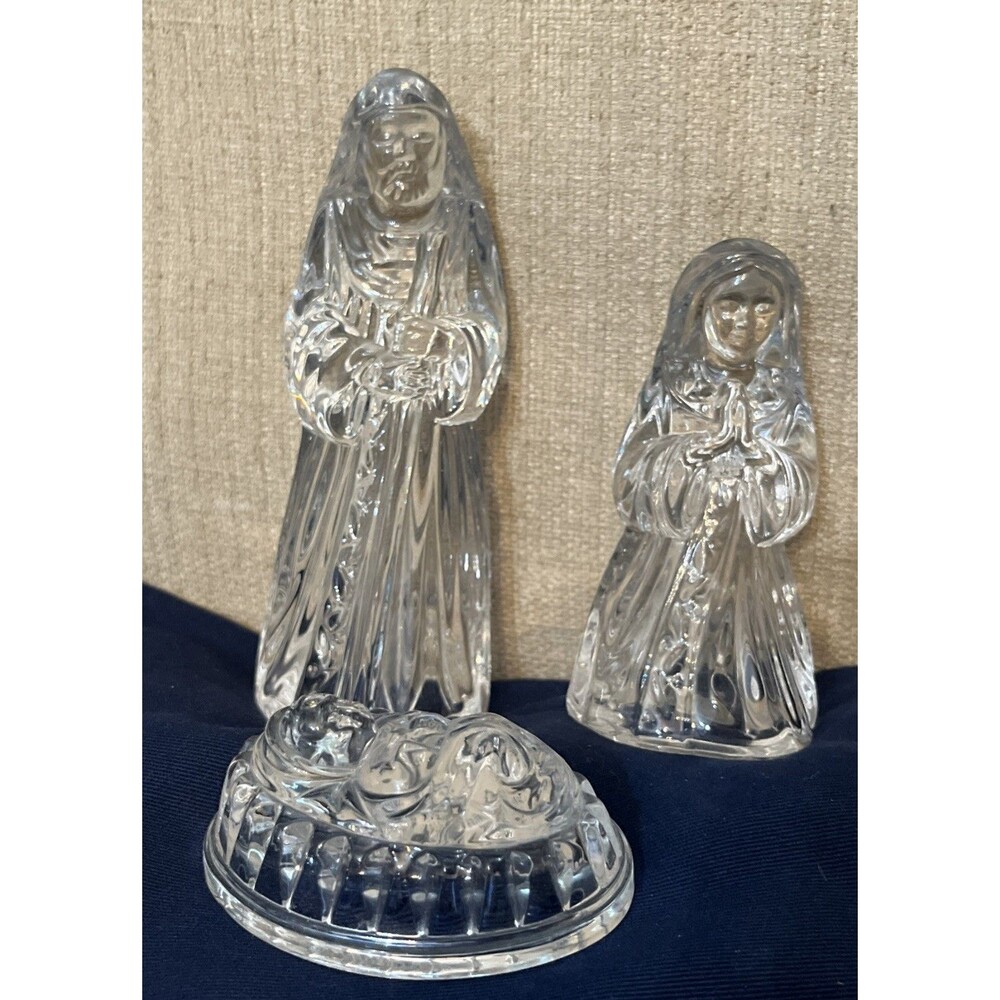 Princess House Crystal Nativity Holy Family Set 3 Glass Christmas Holiday